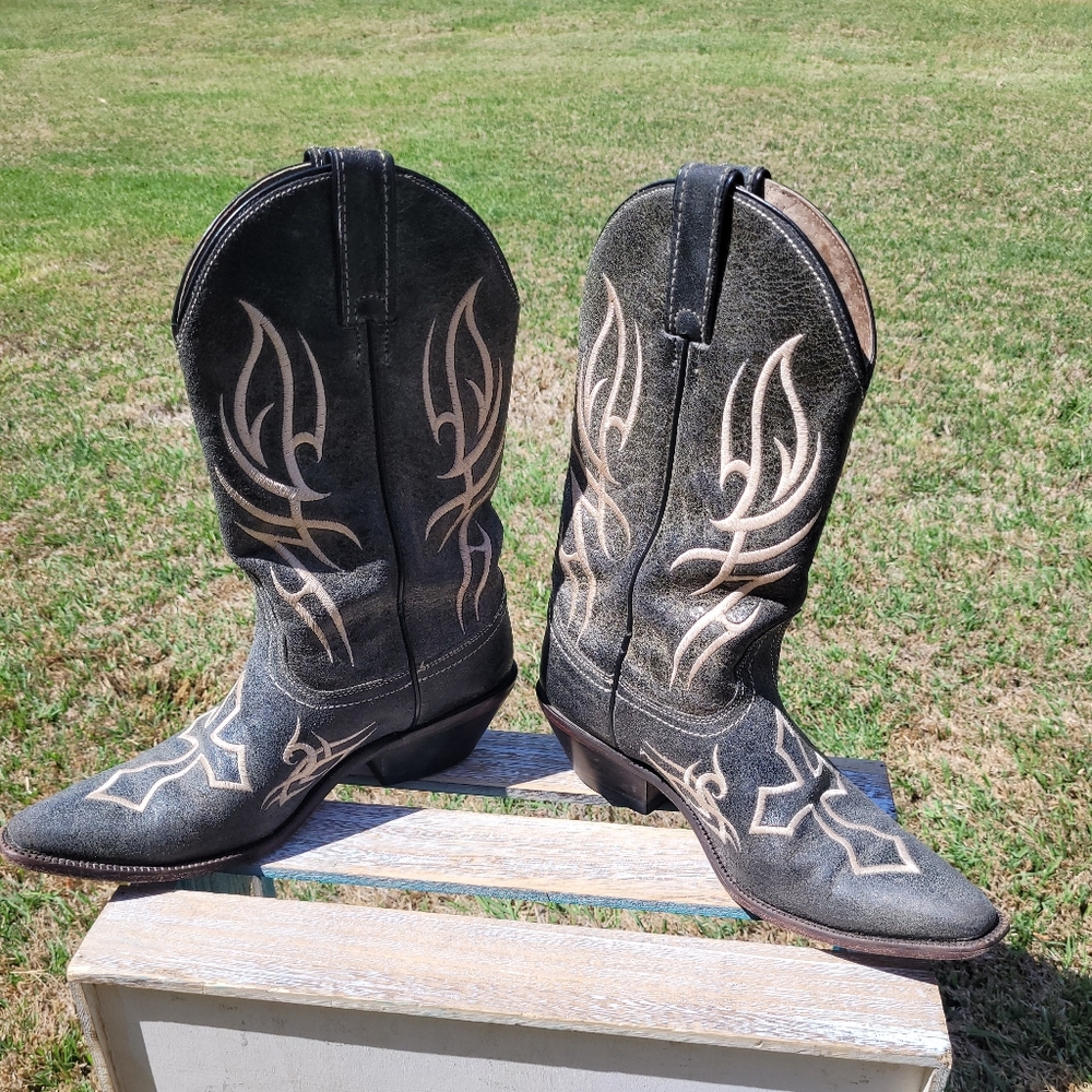 Justin Grey Women 8.5 Boots Western Cowgirl Leather - Picture 8 of 12